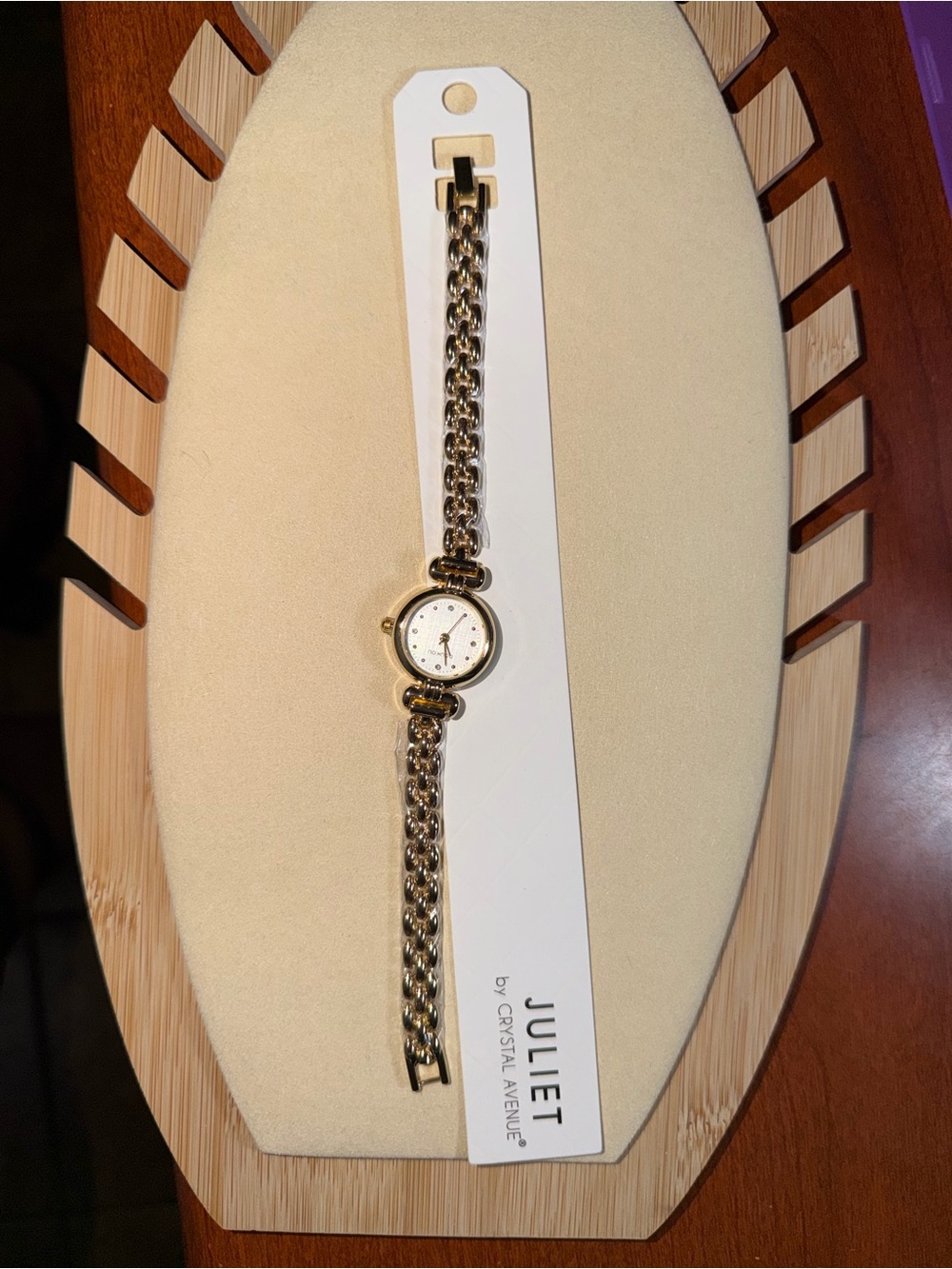 Gold Chain-Link Juliet by Crystal Avenue Women's Watch - White Dial